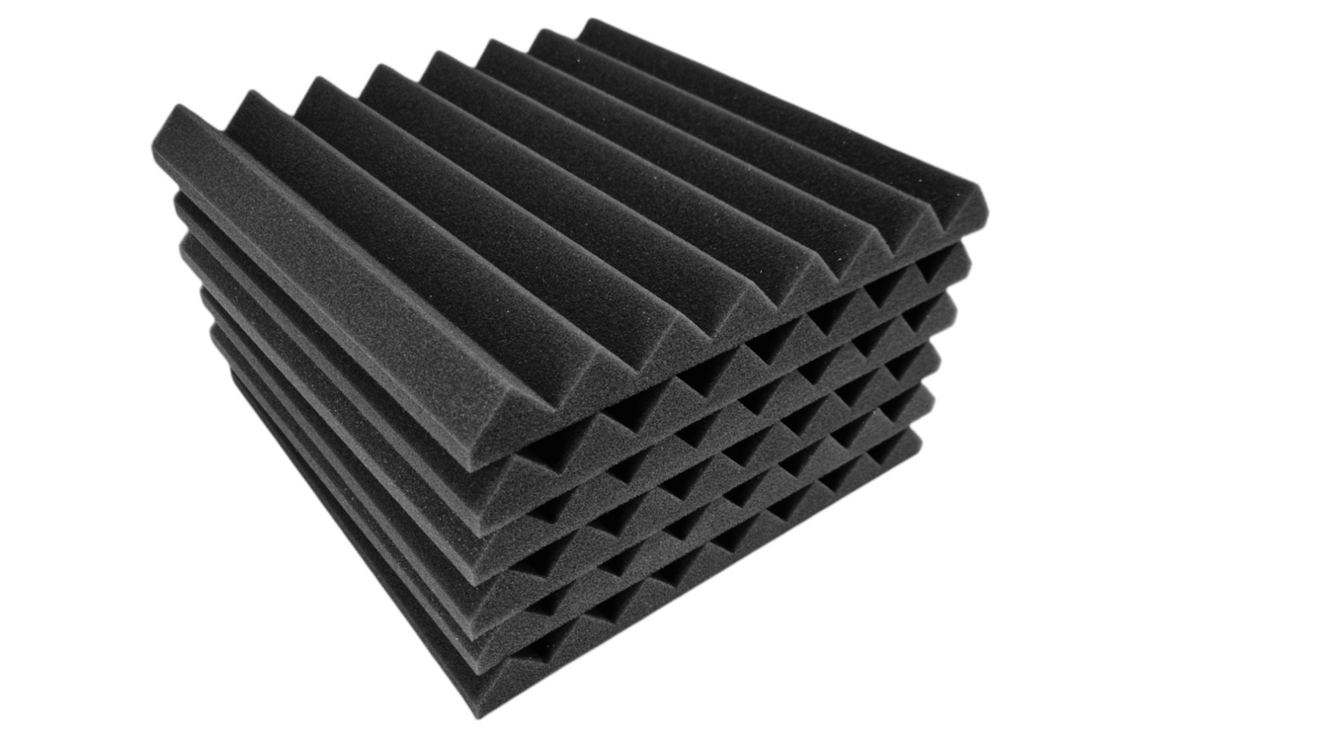 24 Pack Pro-coustix Echostop high density, fire retardant, acoustic foam tiles for vocal booths gamers and voice over booths and large coverage Dark Grey